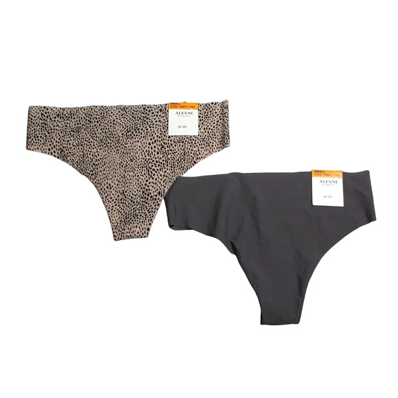 Lot of Thong Underwear 2 Alfani PantiesWomens Medium No Show Gray Cheetah NEW - Picture 1 of 2